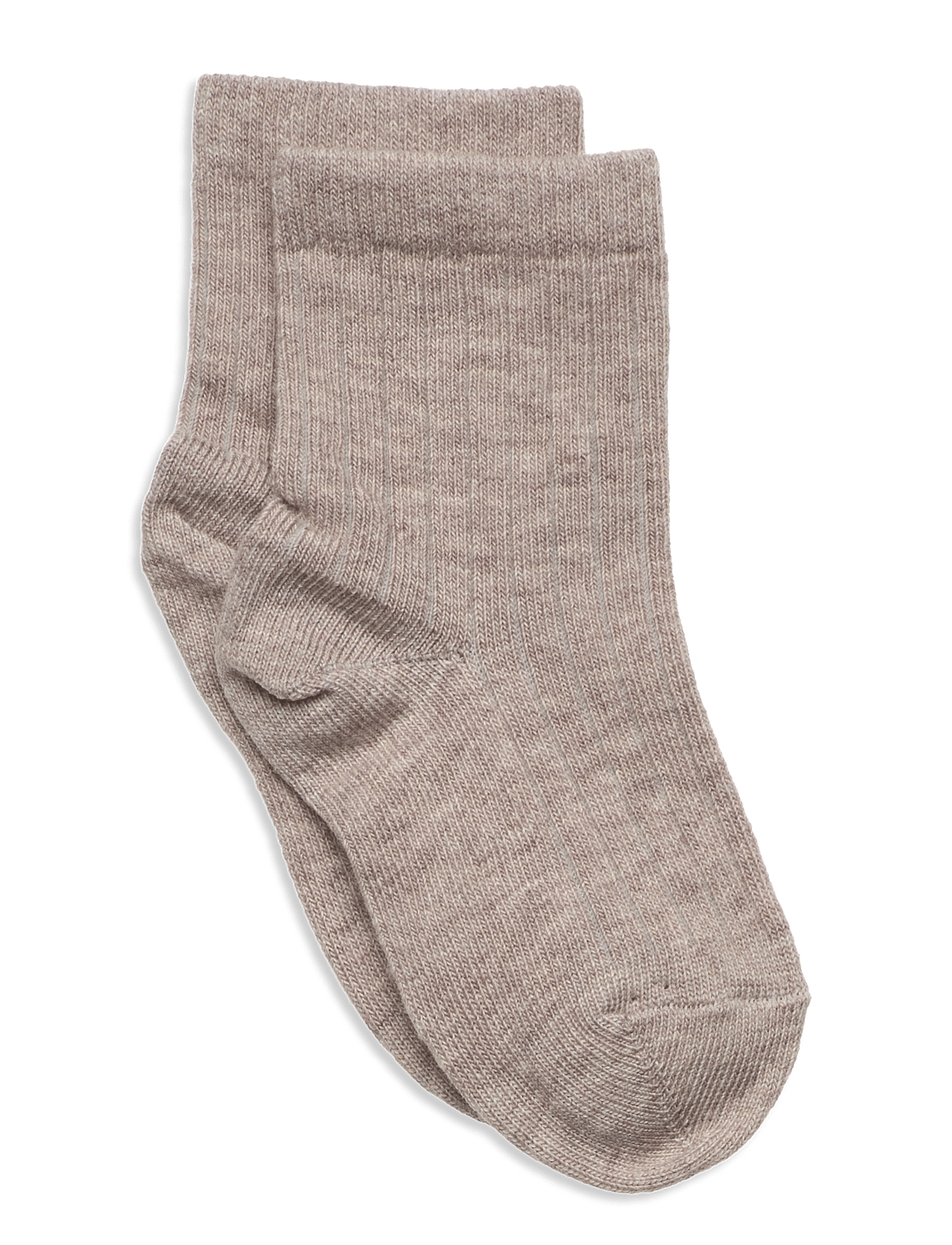 7080 Bomull Rib Sokker 489 Light Brown Melange str. 22-24