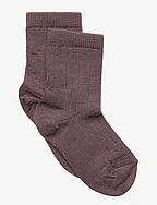 Wool rib socks - DARK PURPLE DOVE