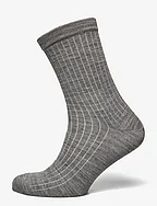 Wool rib socks - GREY MELANGE