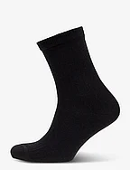 Wool rib socks - BLACK