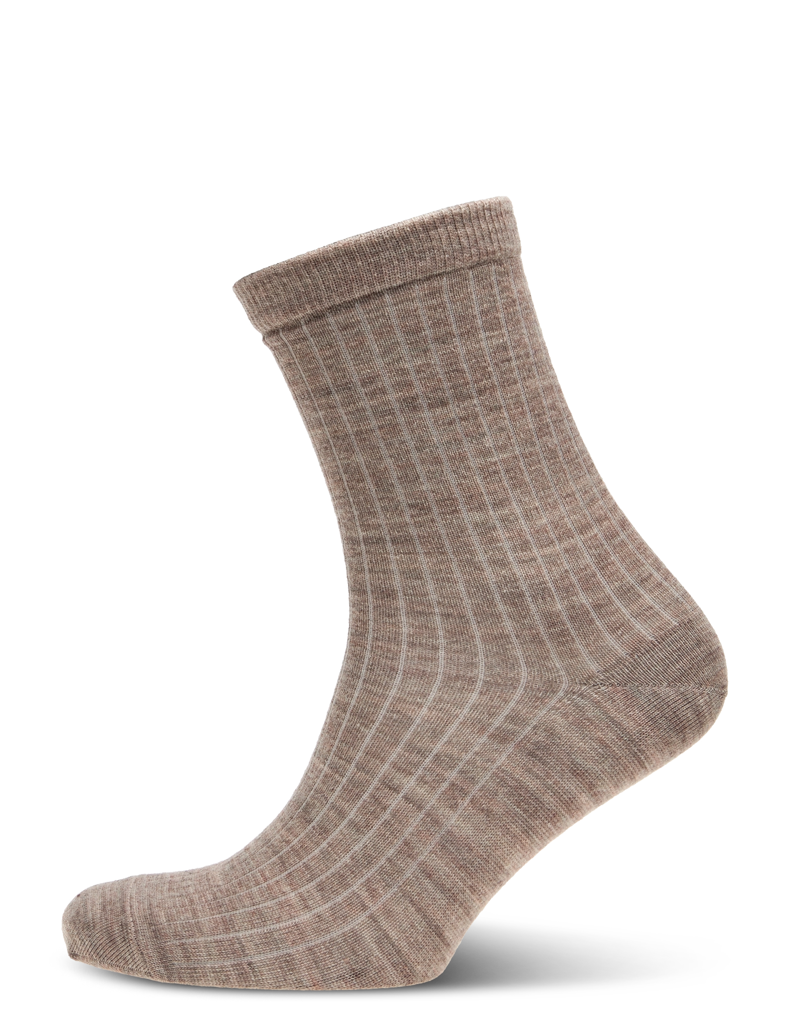 mp Denmark Wool Rib Socks, Kvinder, Ribbede Sokker, Brun, Str: 37/39