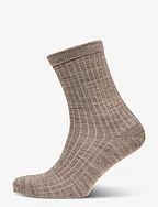 Wool rib socks - LIGHT BROWN MELANGE