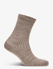 mp Denmark - Wool rib socks - mažiausios kainos - light brown melange - 1