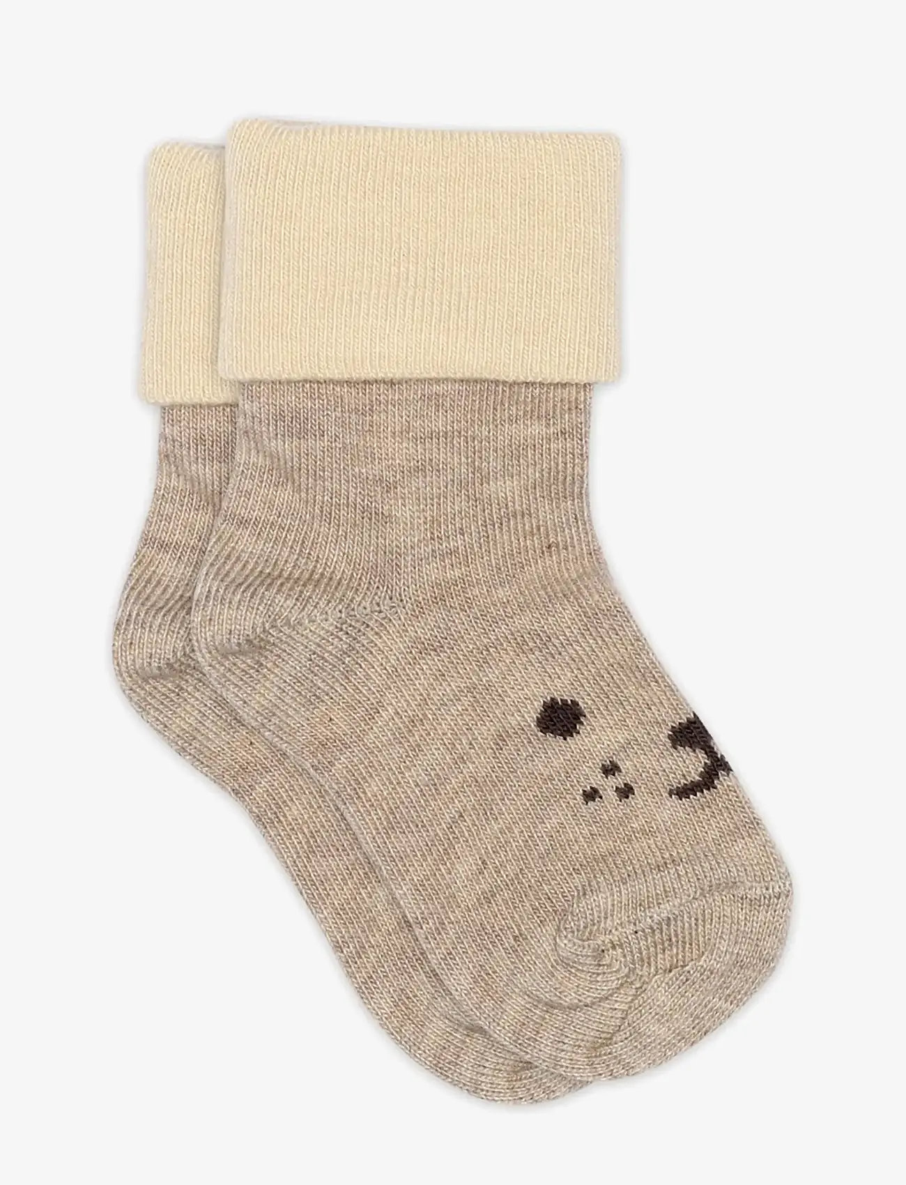 mp Denmark - Anton socks - babysokker - light brown melange - 0