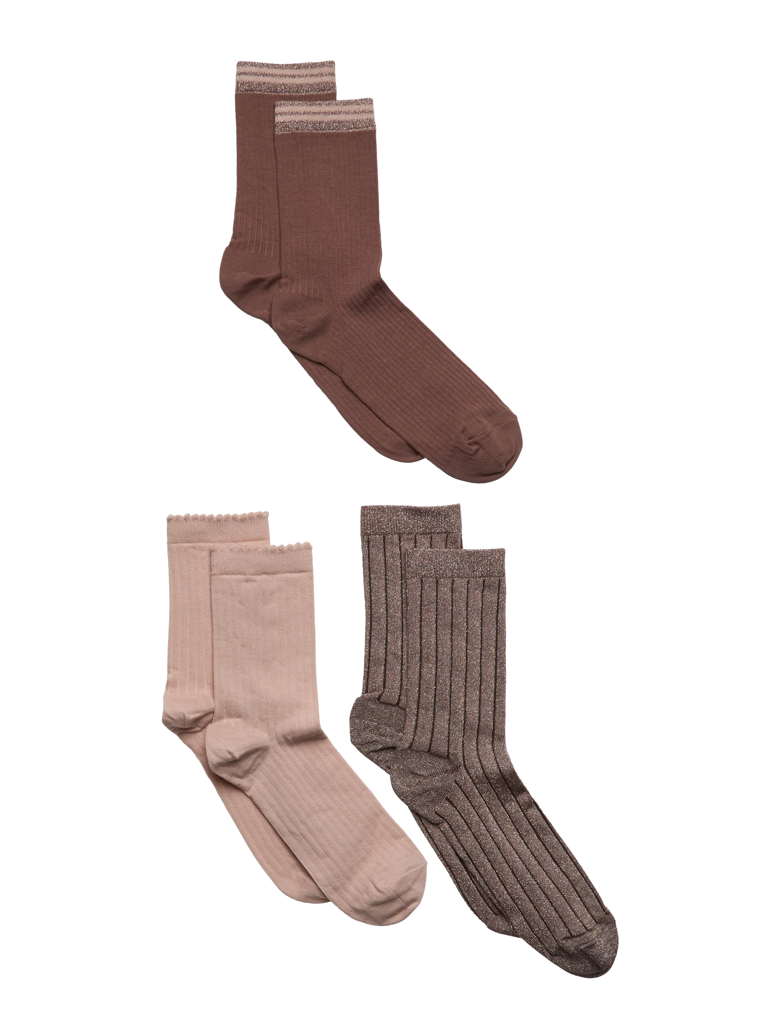 Abby 3-pack socks - BROWN SIENNA