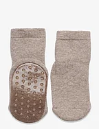 Cotton socks - anti-slip - LIGHT BROWN MELANGE