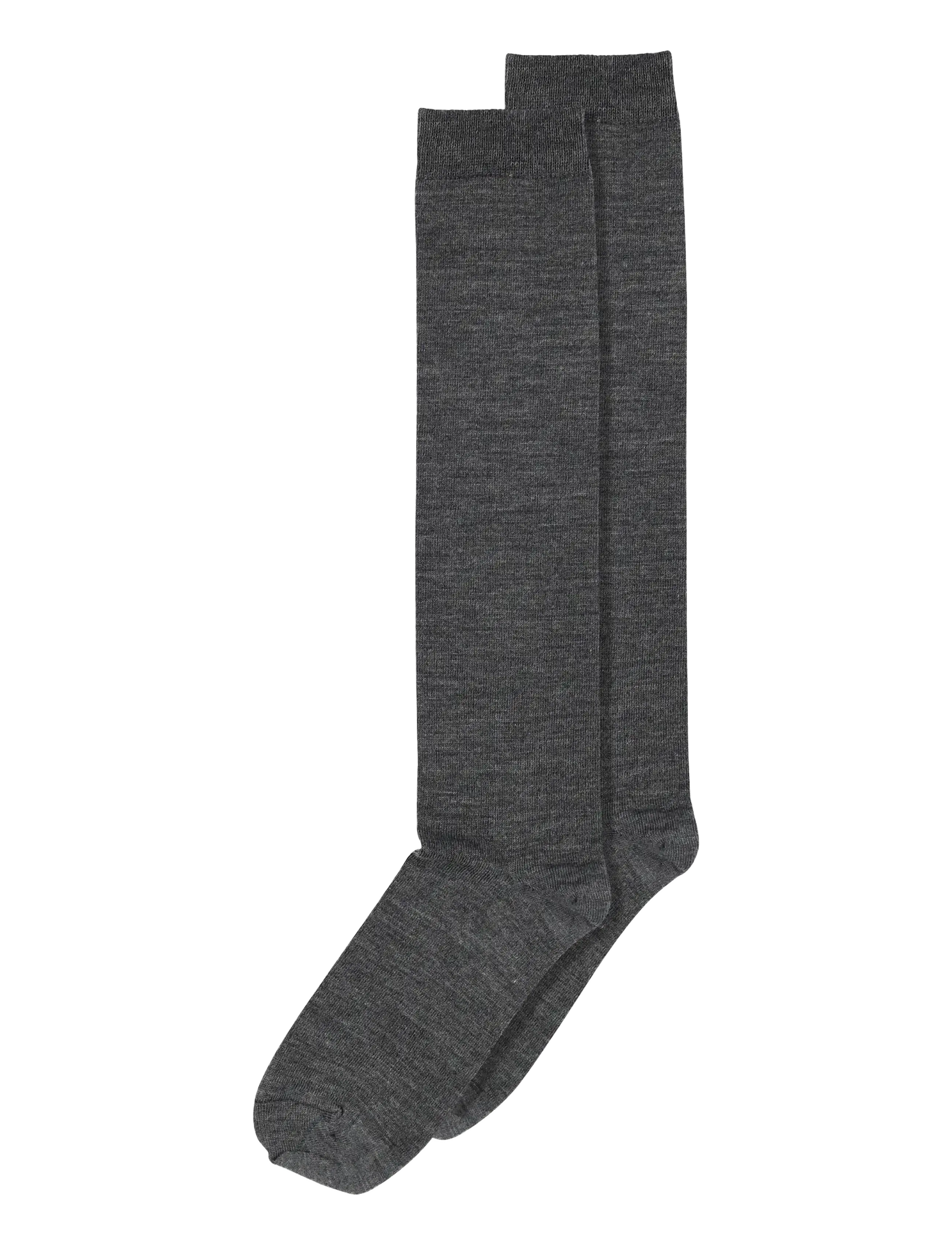 mp Denmark Wool/cotton knee socks - Sokid - DARK GREY MELANGE / black
