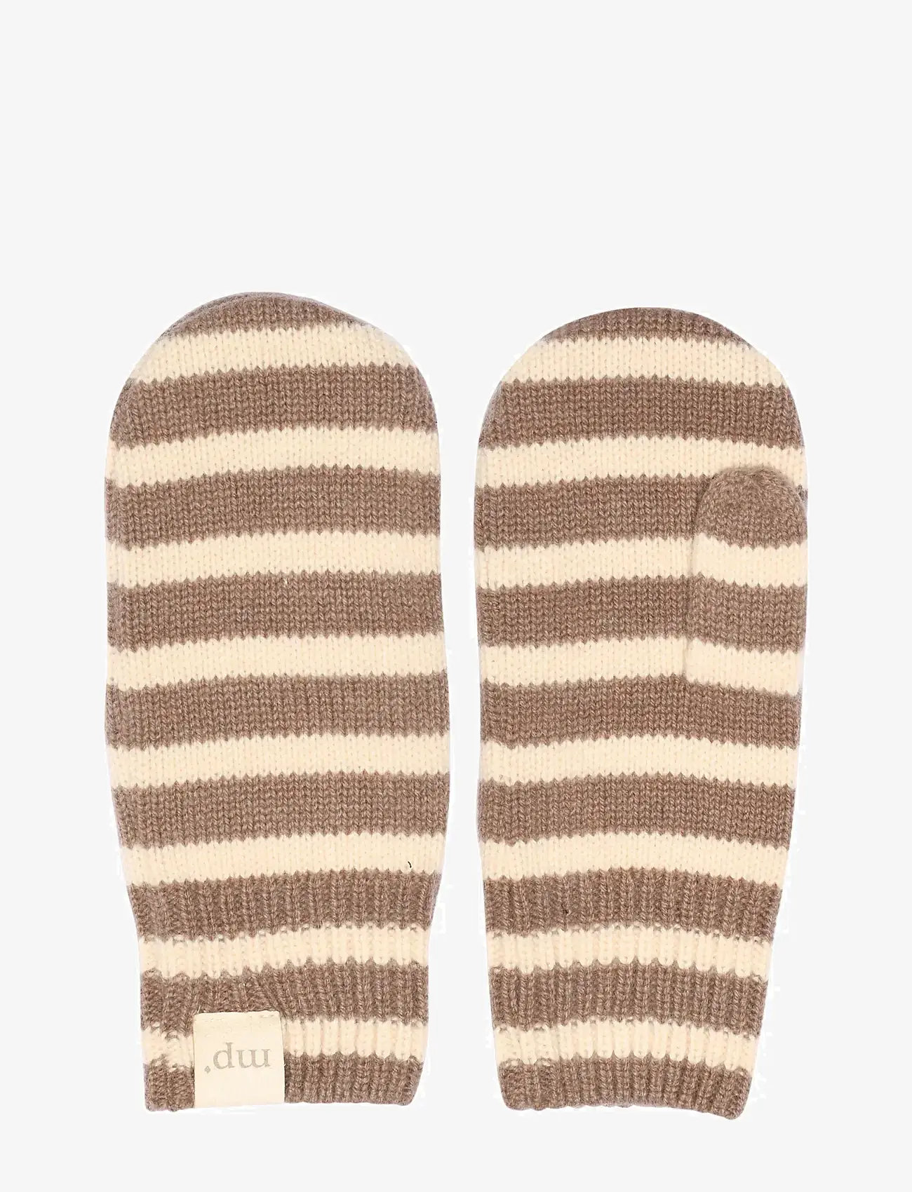 mp Denmark - Bergen striped mittens - accessoires - smoked wood - 0