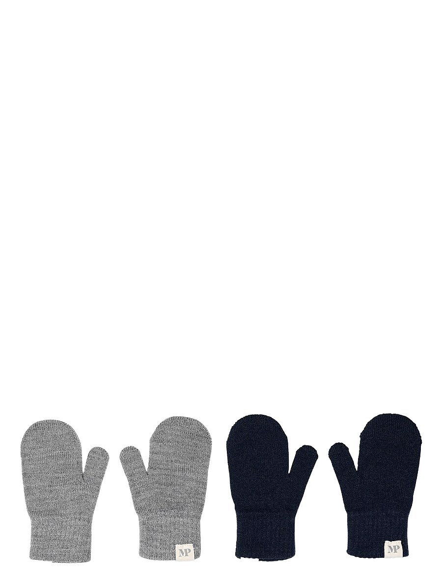 mp Denmark - Comfy mittens 2-pack - handschuhe - grey mal. - 0