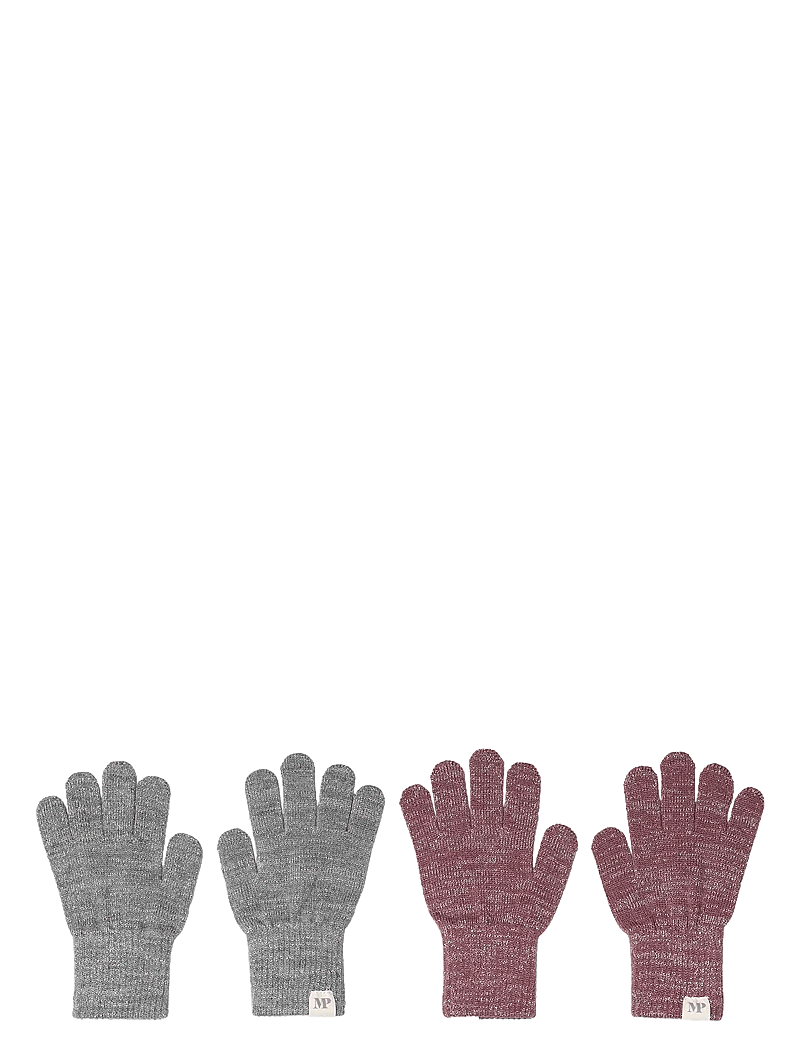mp Denmark - Comfy glitter gloves 2-pack - handsker - mix light grey mel grape shake - 0