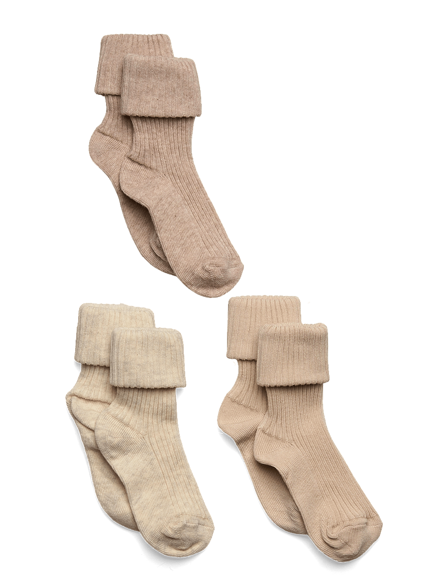 mp Denmark - Cotton rib baby socks - 3-pack - kojinės - creme melange - 0