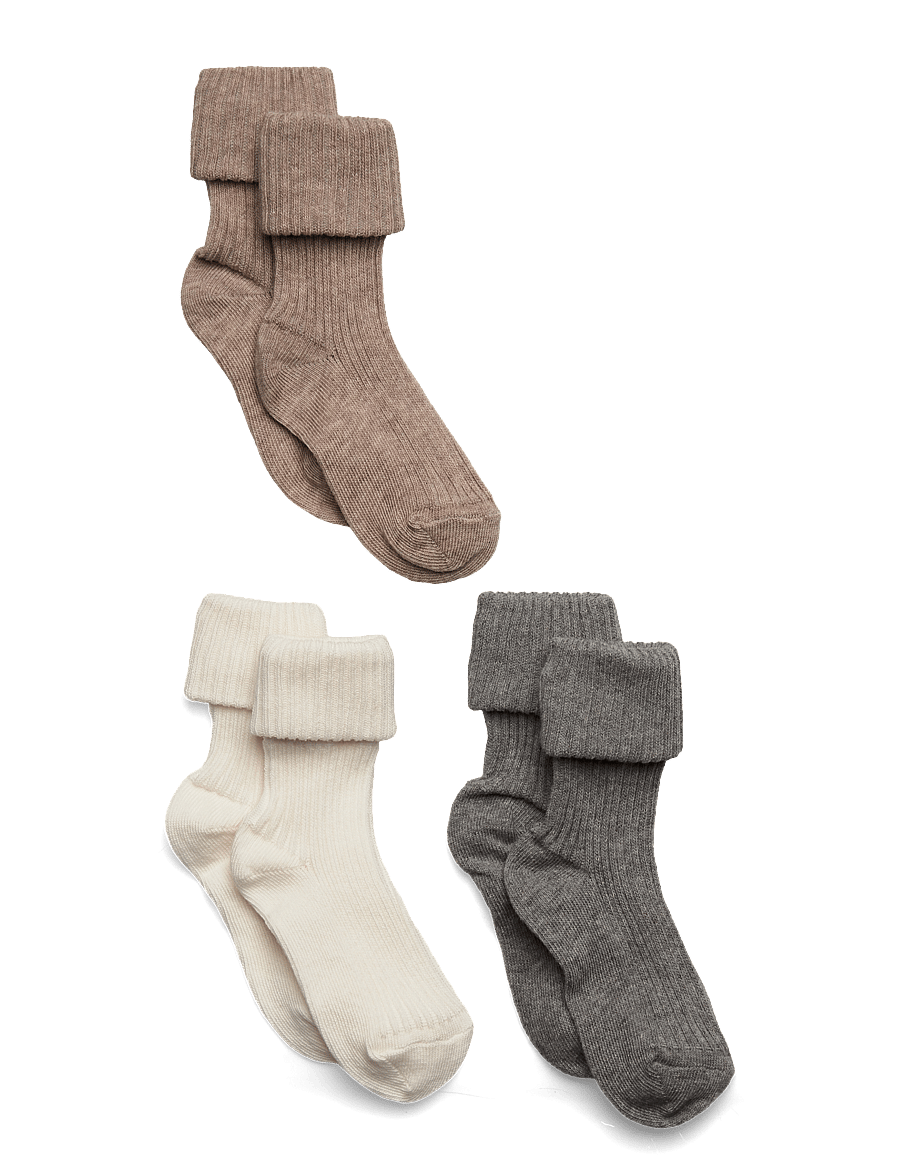 mp Denmark - Cotton rib baby socks - 3-pack - strümpfe - grey melange - 0