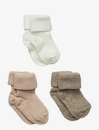 Cotton rib baby socks - 3-pack - MULTI