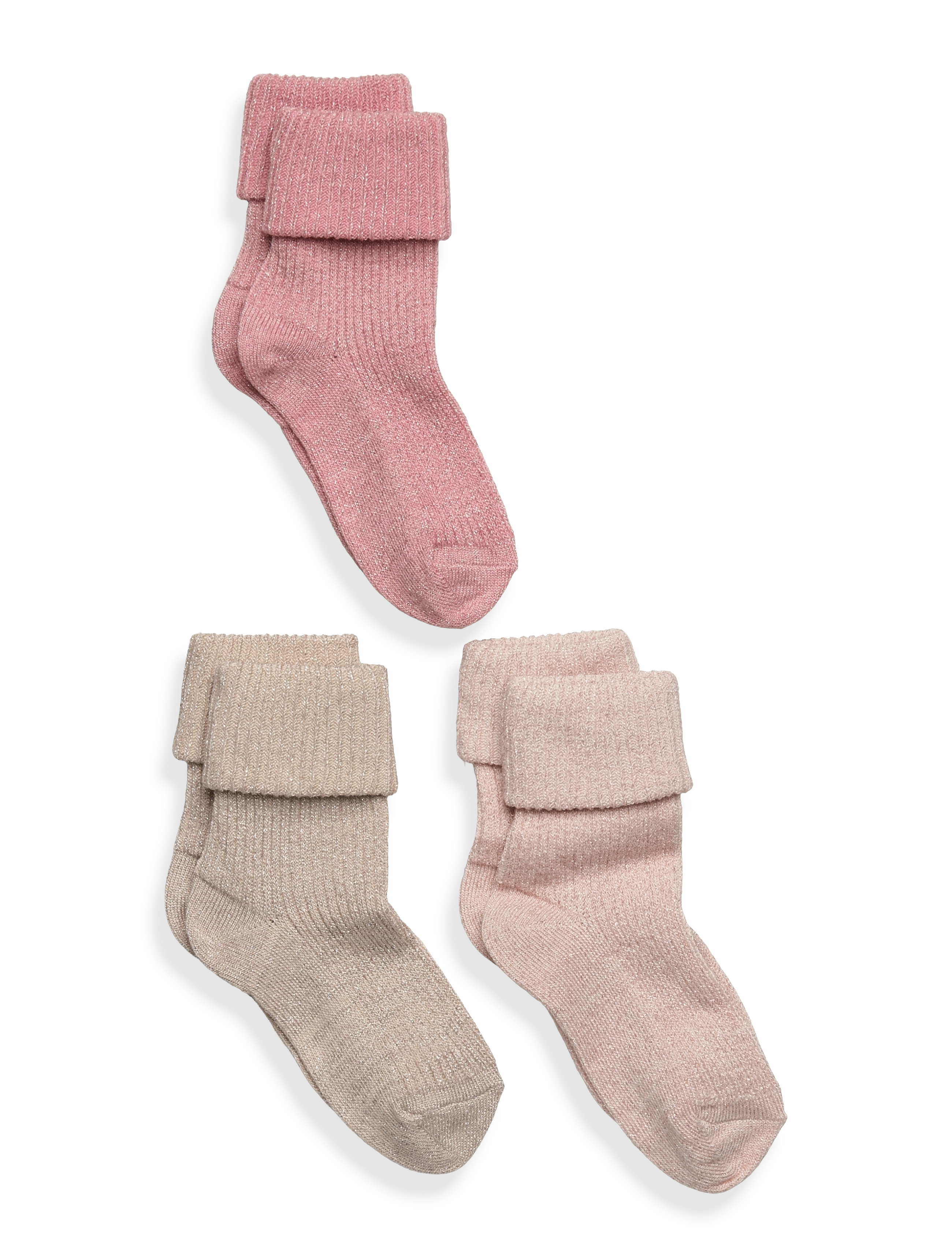 mp Denmark Ida Glitter Socks 3-Pack, Børn, Baby Glitter Sokker 3-Pak, Pink, Str: 19/21