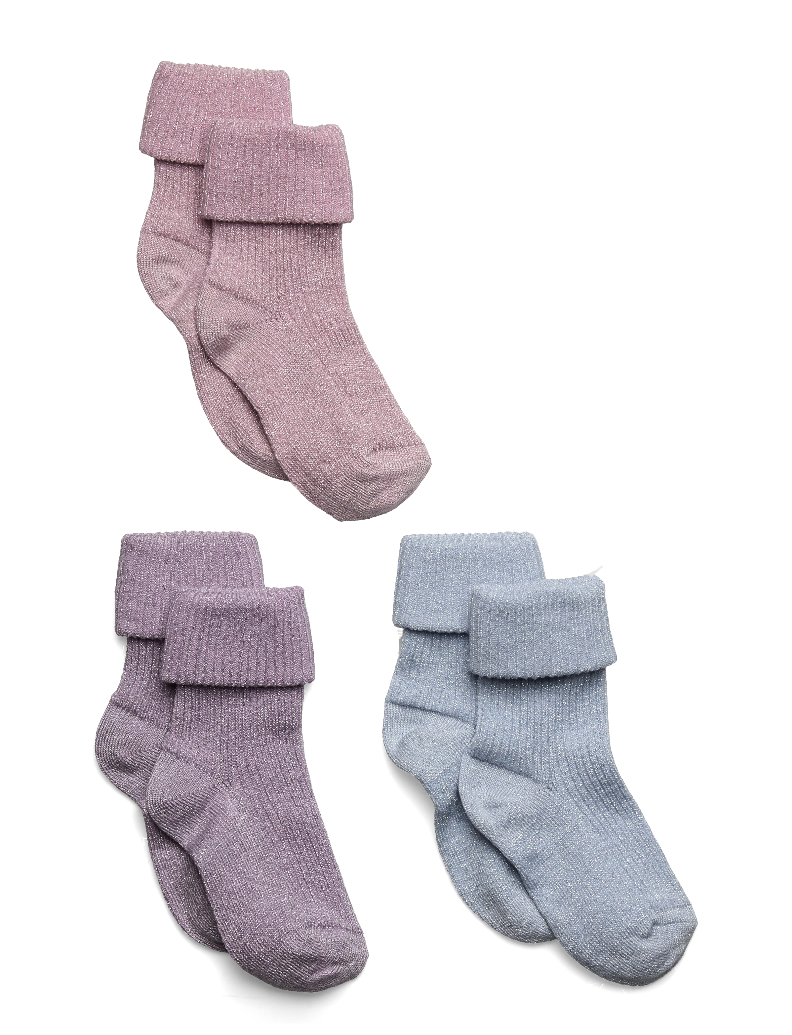 mp Denmark Ida Glitter Socks 3-Pack, Børn, Baby Glitter Sokker 3-Pak, Lila, Str: 17/18