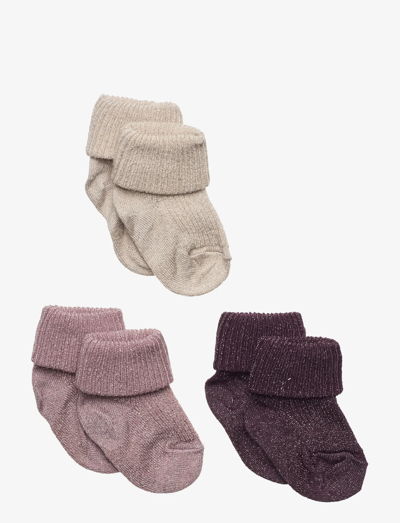 mp Denmark - Ida glitter socks - 3-pack - laveste priser - mauve shadows - 0