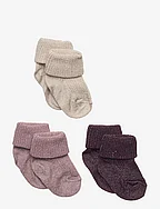 Ida glitter socks - 3-pack - MAUVE SHADOWS