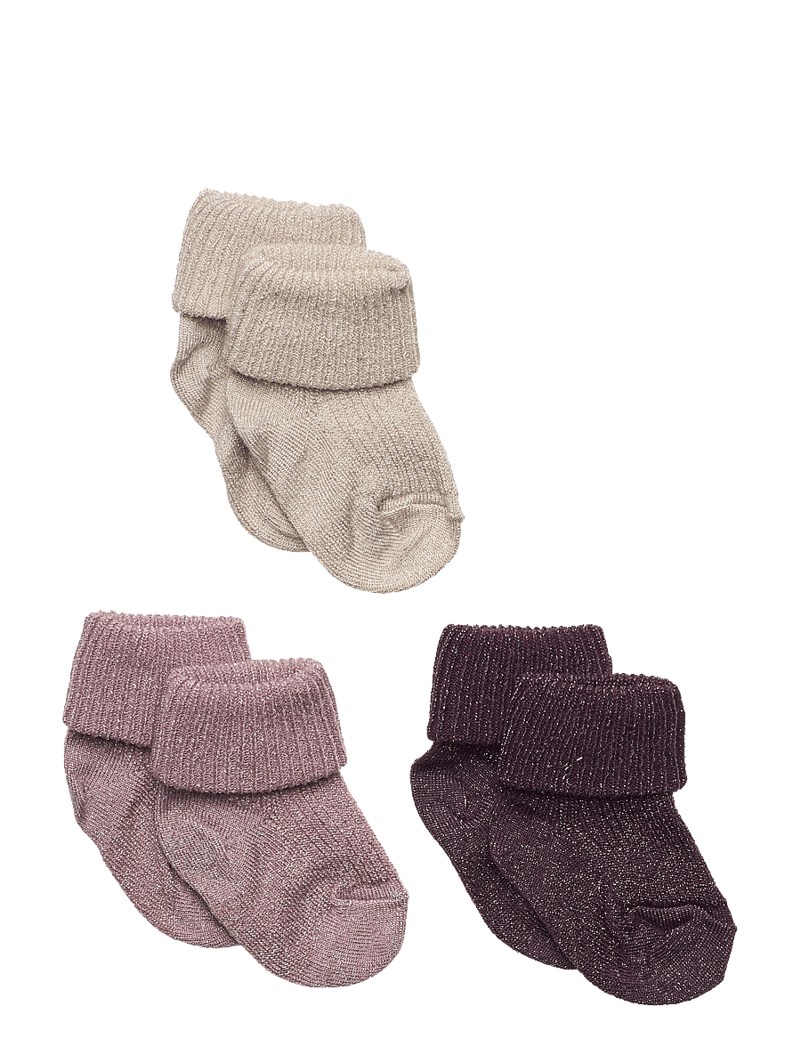 mp Denmark - Ida glitter socks - 3-pack - strumpor - mauve shadows - 0