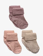 Ida glitter socks - 3-pack - ROSE DUST
