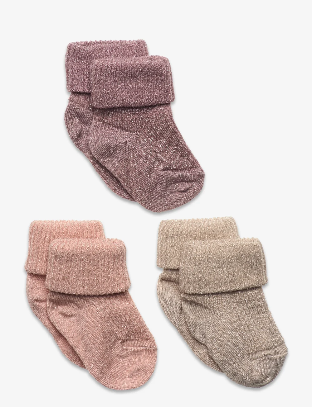 mp Denmark - Ida glitter socks - 3-pack - sokid - rose dust - 0