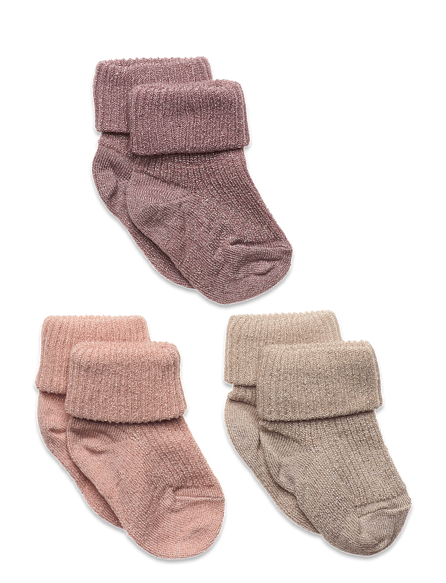 mp Denmark - Ida glitter socks - 3-pack - sokid - rose dust - 0