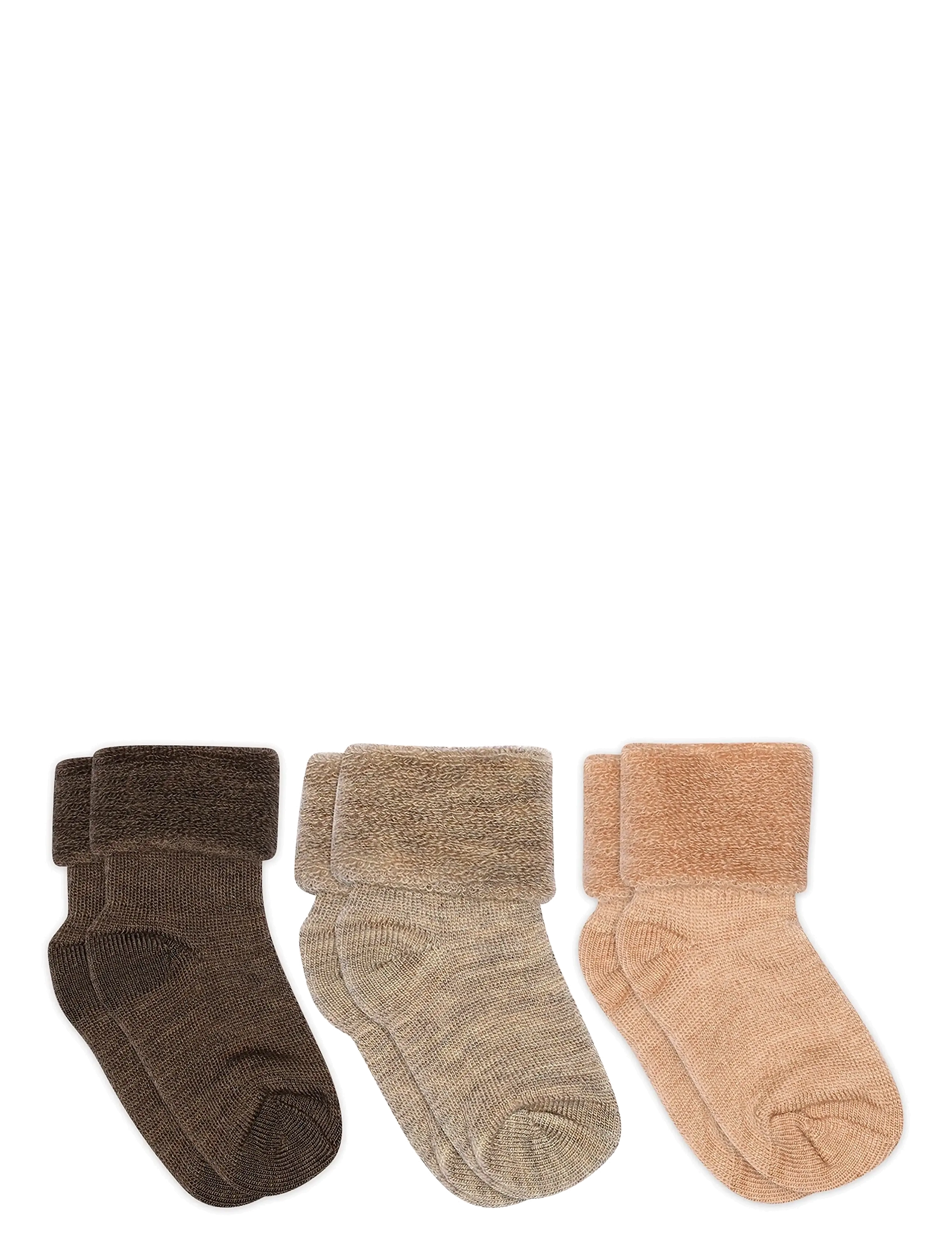 mp Denmark Wool baby socks - 3-pack - Bebisstrumpor - BROWN MELANGE / brown