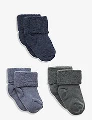 mp Denmark - Wool baby socks - 3-pack - lowest prices - dark denim melange - 0