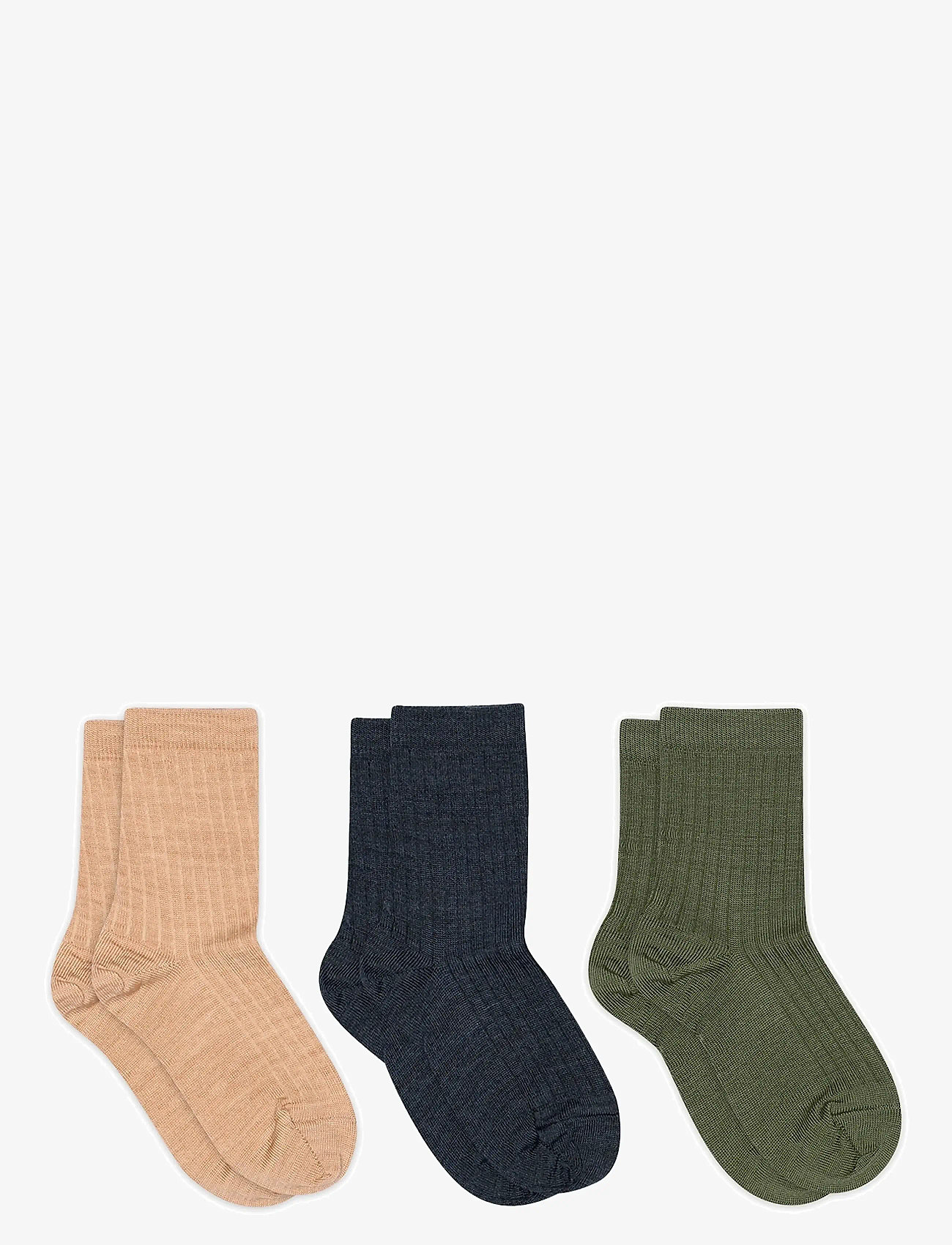 mp Denmark - Wool rib socks - 3-pack - sügisesed riided - camel melange - 0