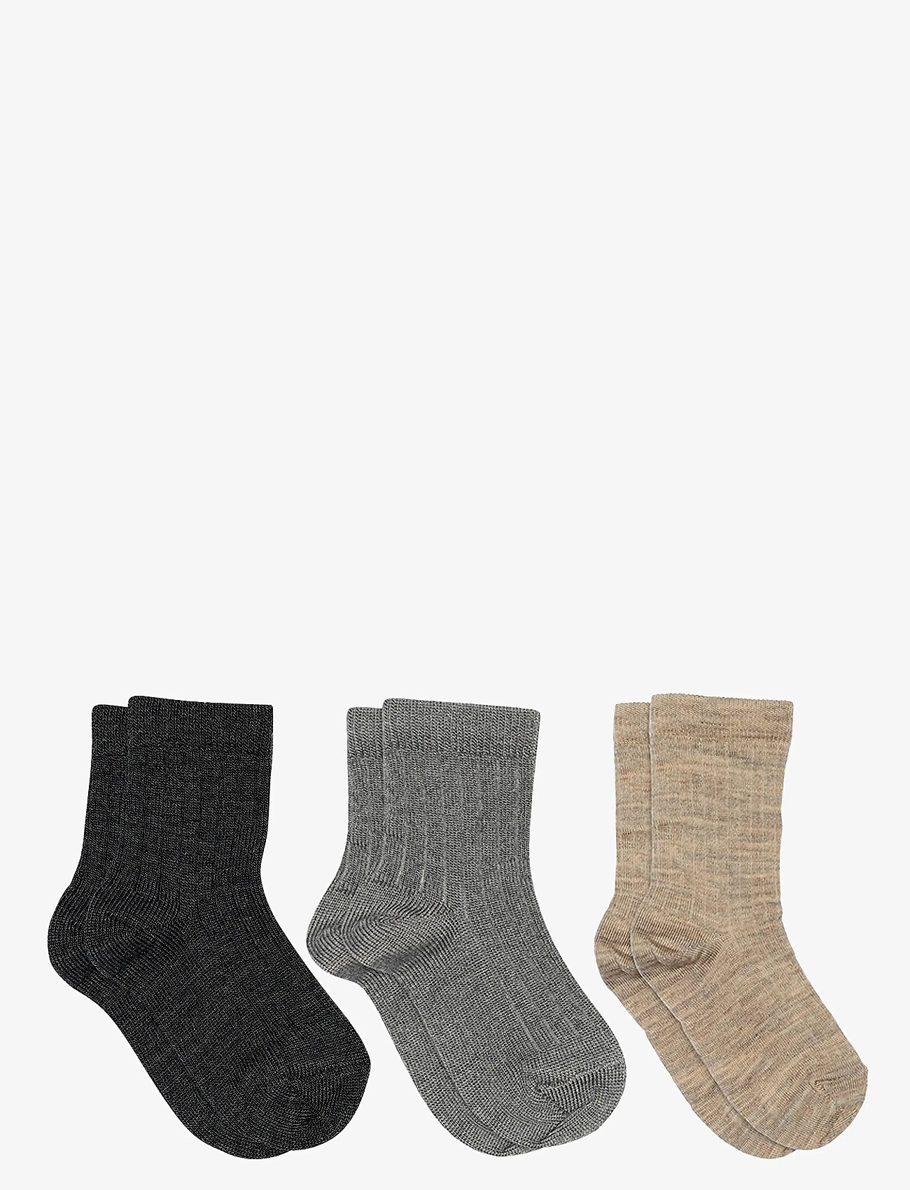 mp Denmark - Wool rib socks - 3-pack - strümpfe - dark grey melange - 0