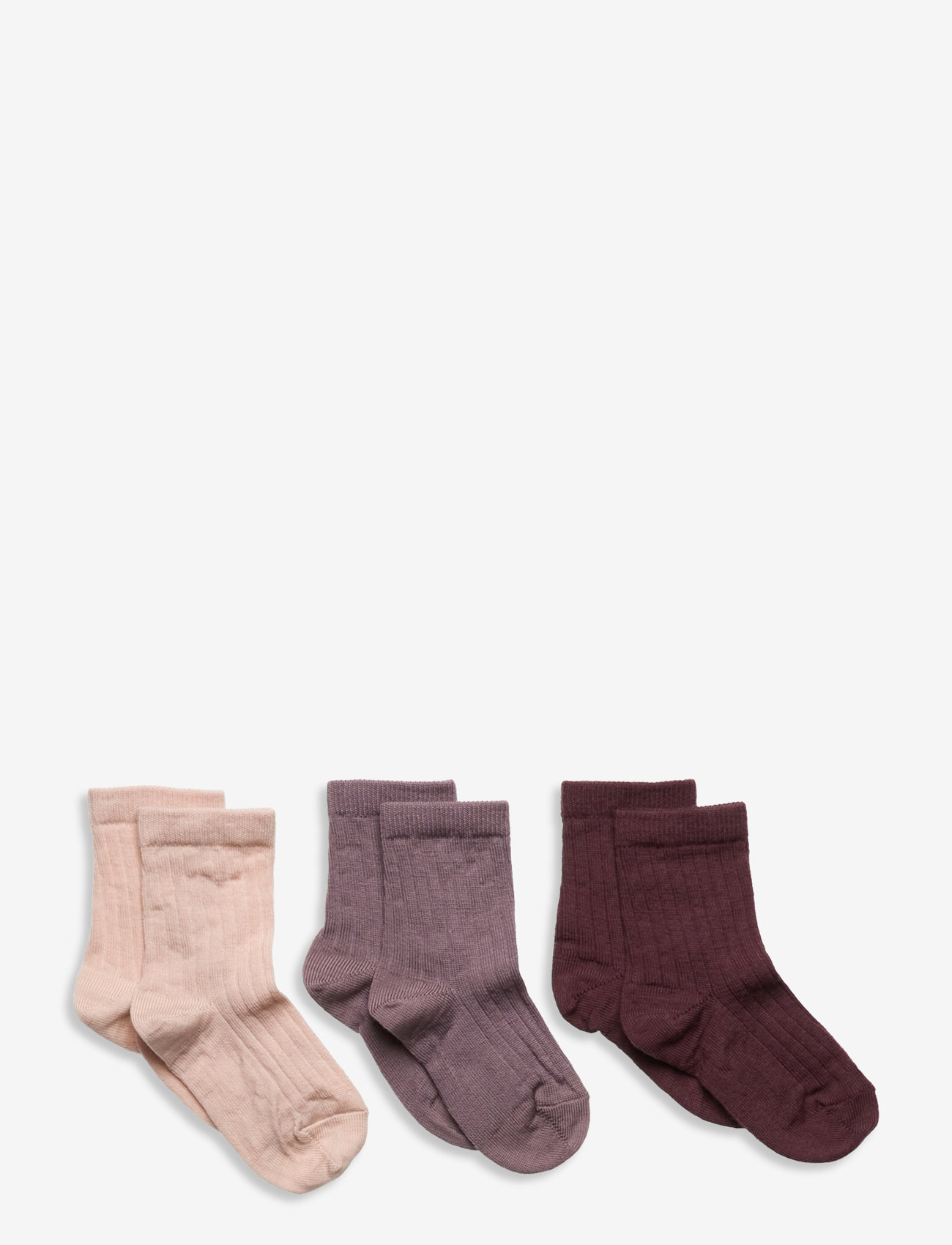 mp Denmark - Wool rib socks - 3-pack - sügisesed riided - dark purple dove - 0