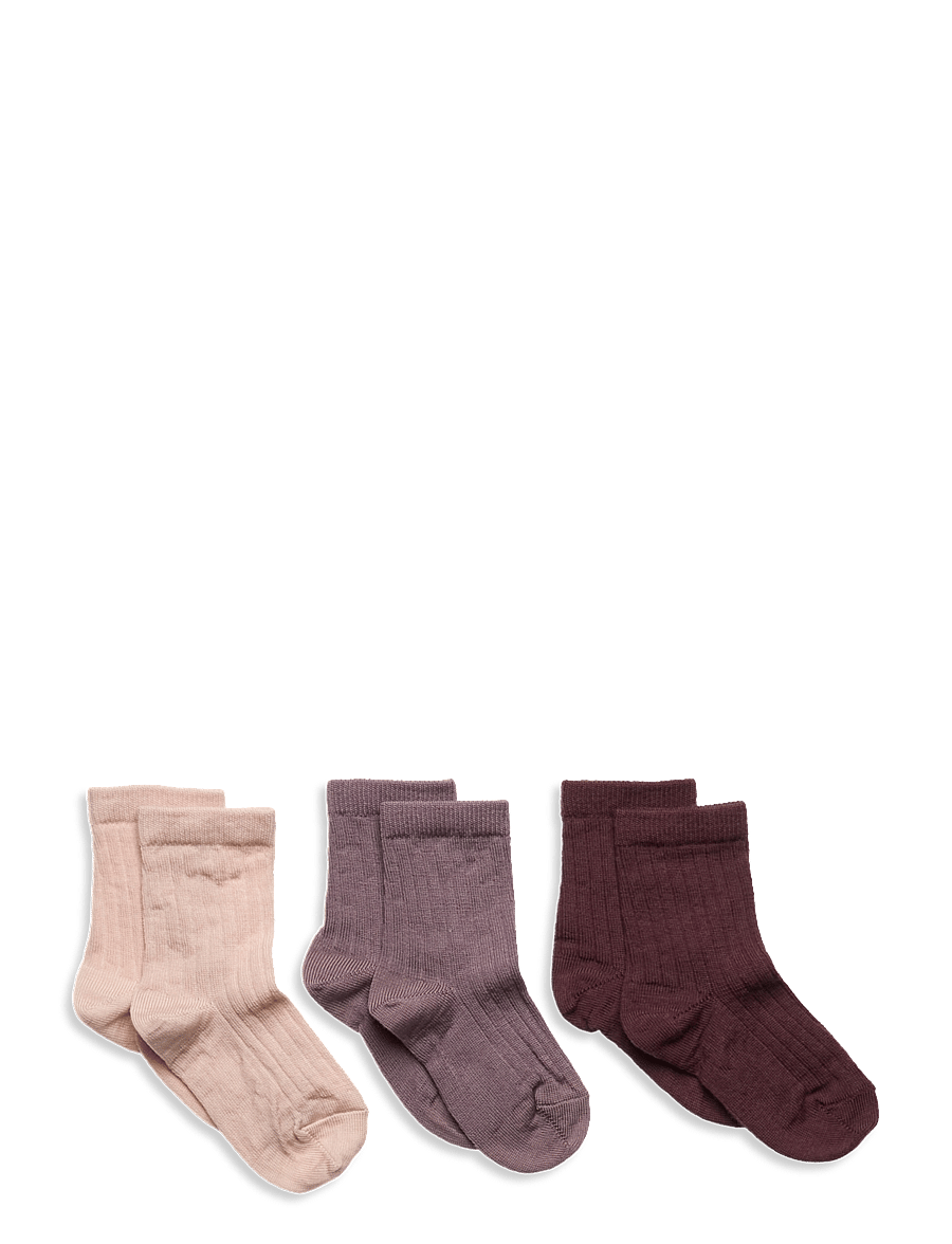 mp Denmark - Wool rib socks - 3-pack - strümpfe - dark purple dove - 0