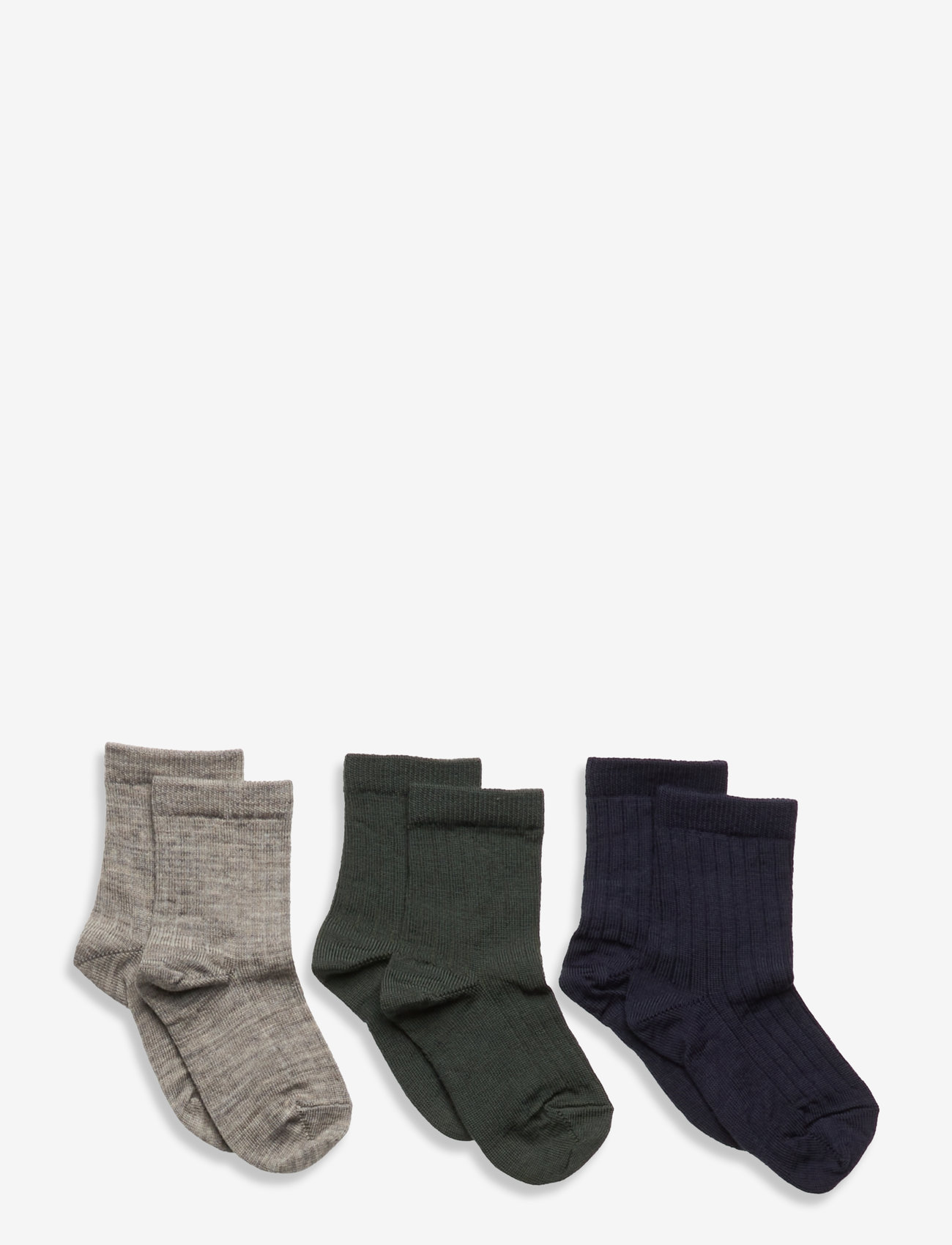 mp Denmark - Wool rib socks - 3-pack - herbstliche kleidung - dusty ivy - 0