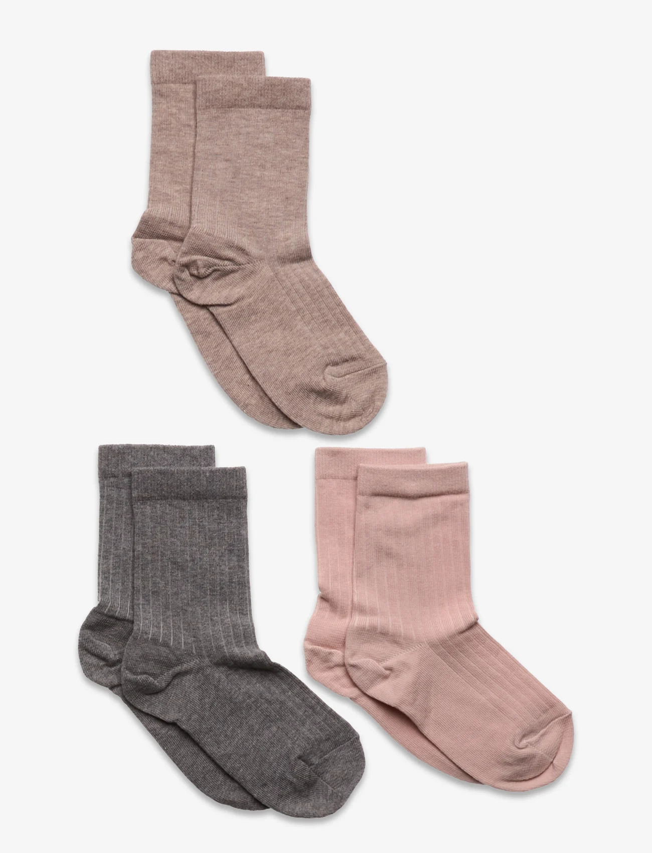 mp Denmark - Cotton Rib socks -  3-pack - madalaimad hinnad - light brown melange - 0