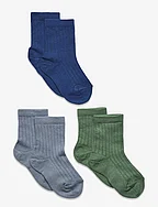 Cotton Rib socks -  3-pack - TRUE BLUE