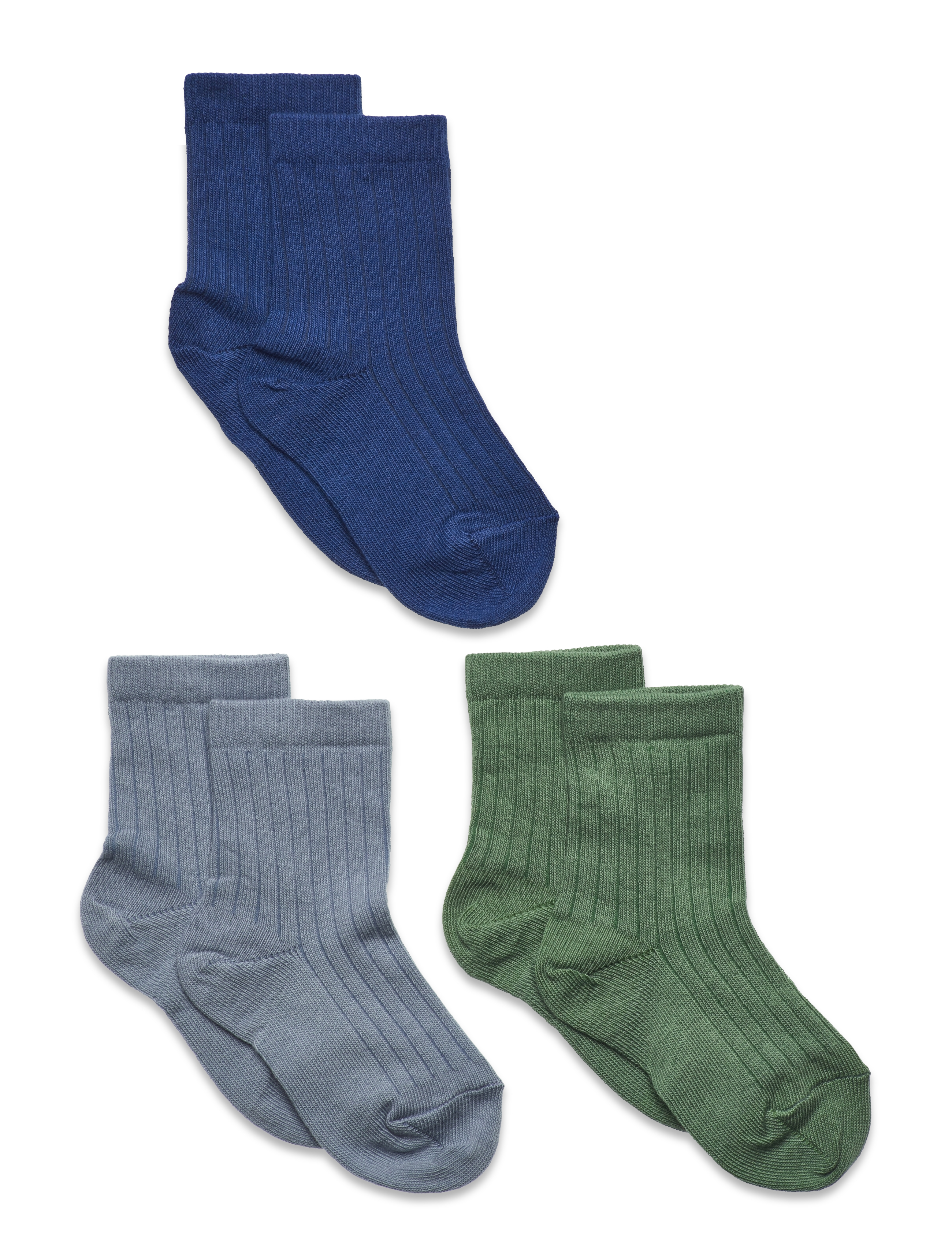 Cotton Rib socks -  3-pack - TRUE BLUE