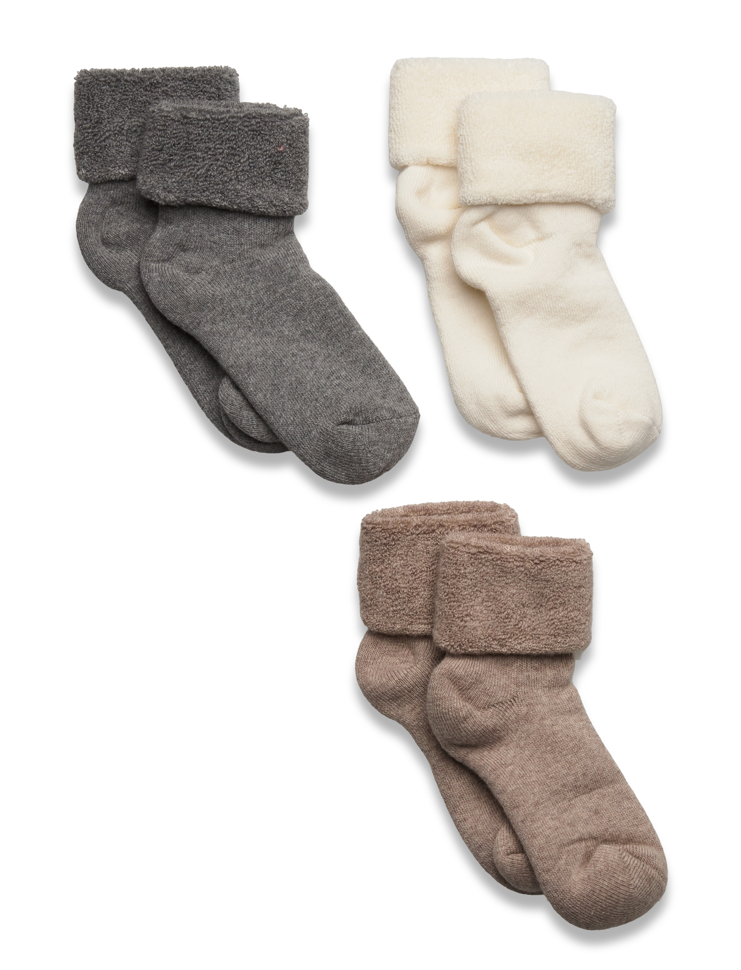 mp Denmark Cotton baby socks - 3-pack - mp Kids - LIGHT BROWN MELANGE / beige