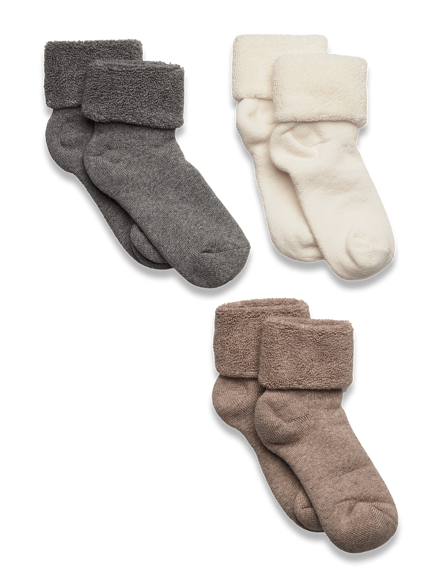 mp Denmark - Cotton baby socks - 3-pack - baby-socken - light brown melange - 0