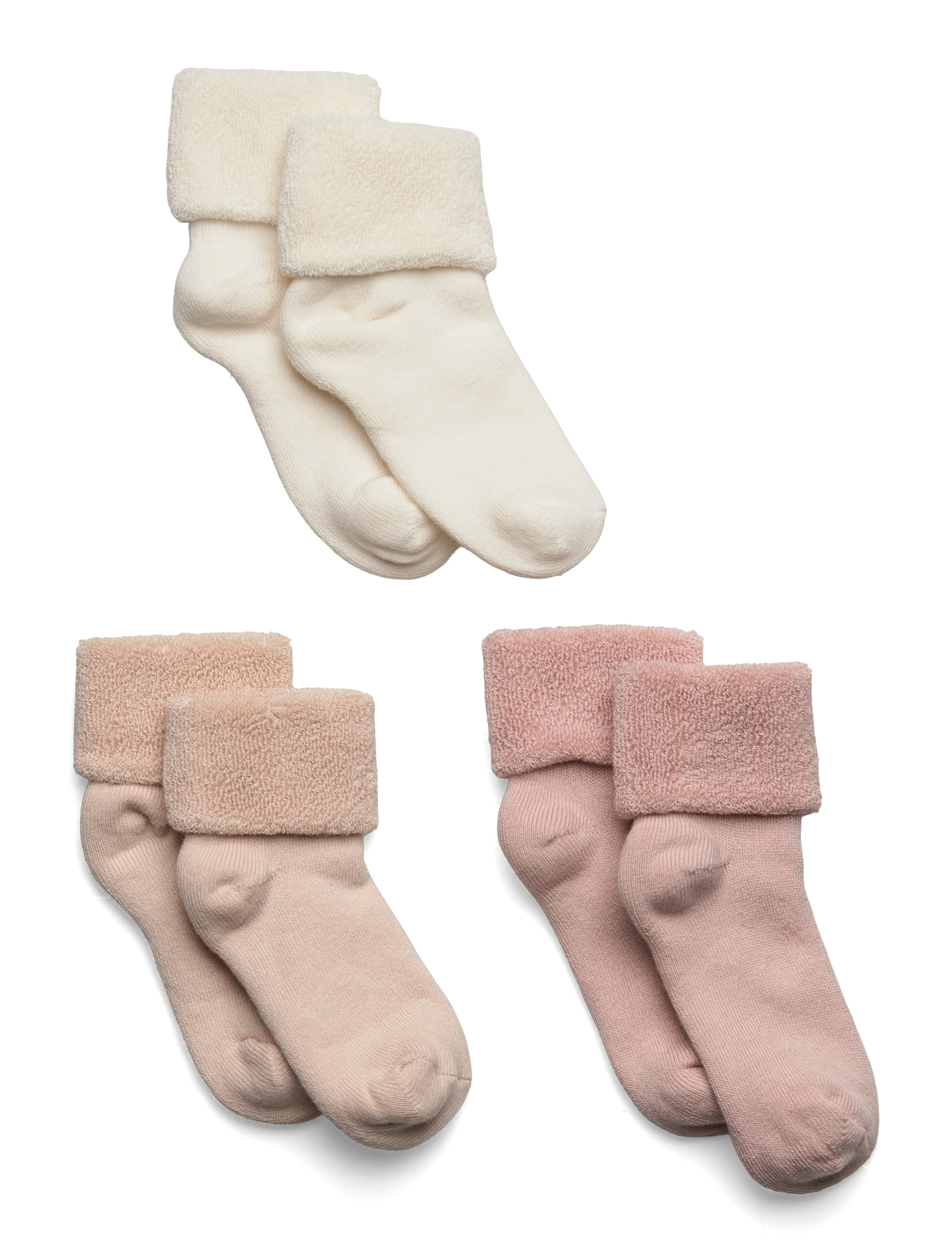 mp Denmark Cotton baby socks - 3-pack - Baby 44-92 - PINK CHAMPAGNE / pink/rose