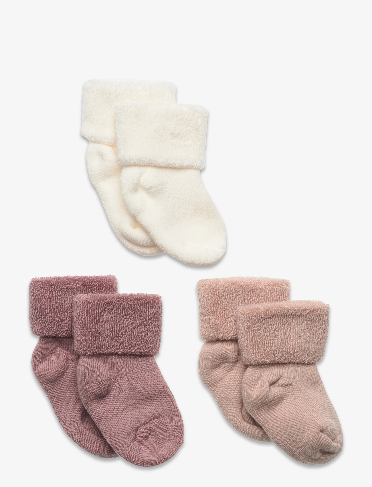 mp Denmark - Cotton baby socks - 3-pack - lägsta priserna - wood rose - 0