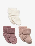 Cotton baby socks - 3-pack - WOOD ROSE