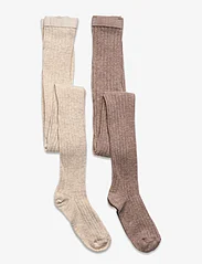 mp Denmark - Cotton rib tights - tights - light brown melange - 0