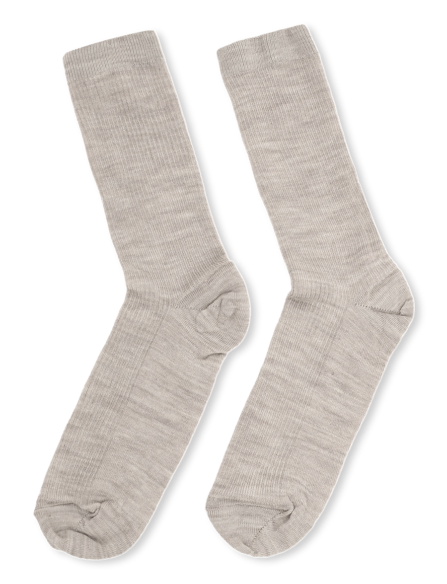 mp Denmark - Fine wool rib socks - normale socken - light brown melange - 1