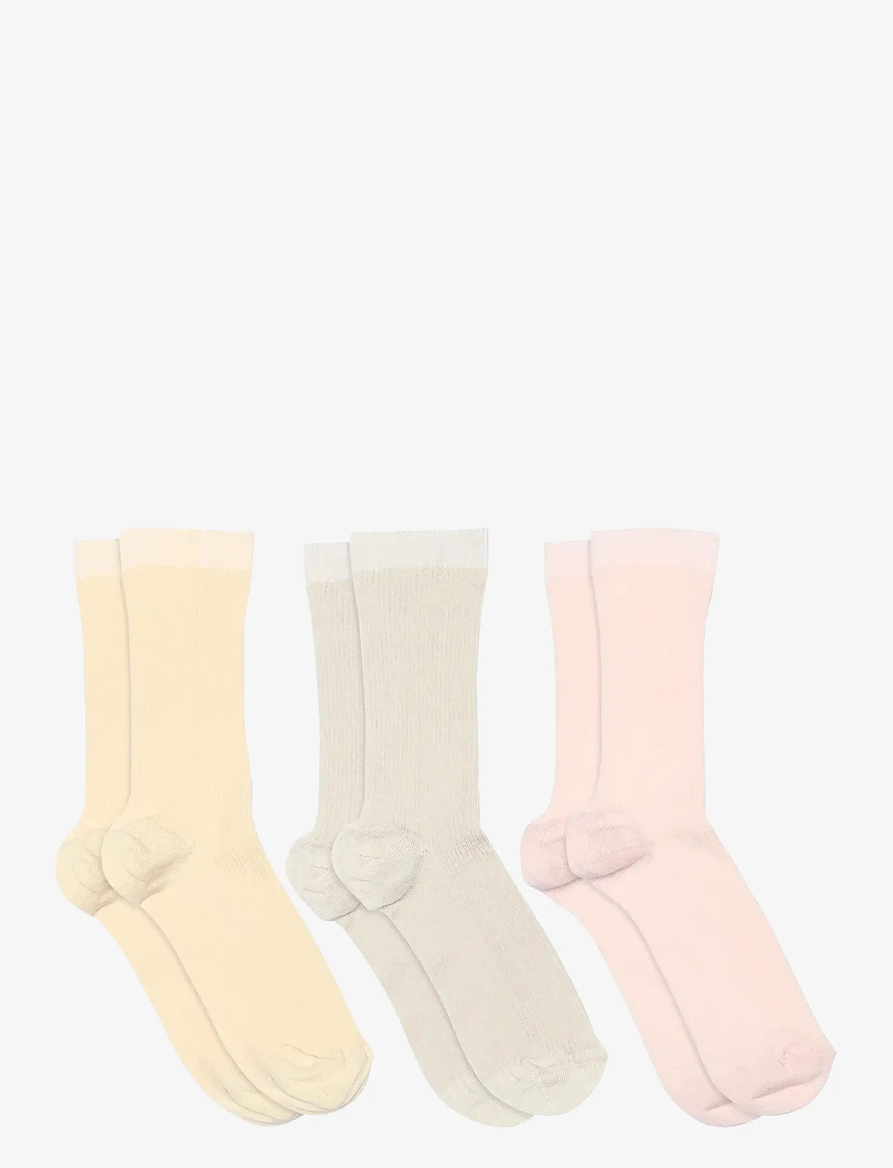 mp Denmark - Fine cotton rib socks 3-pack - ecru - 0