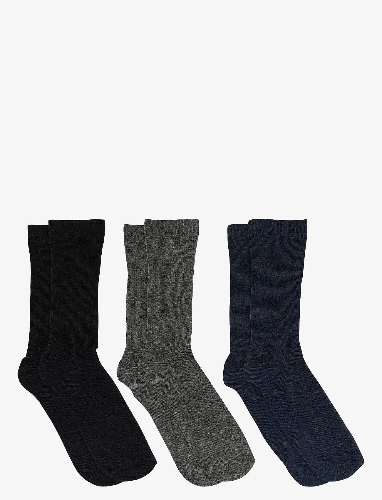 mp Denmark - Fine cotton rib socks 3-pack - lowest prices - navy - 0