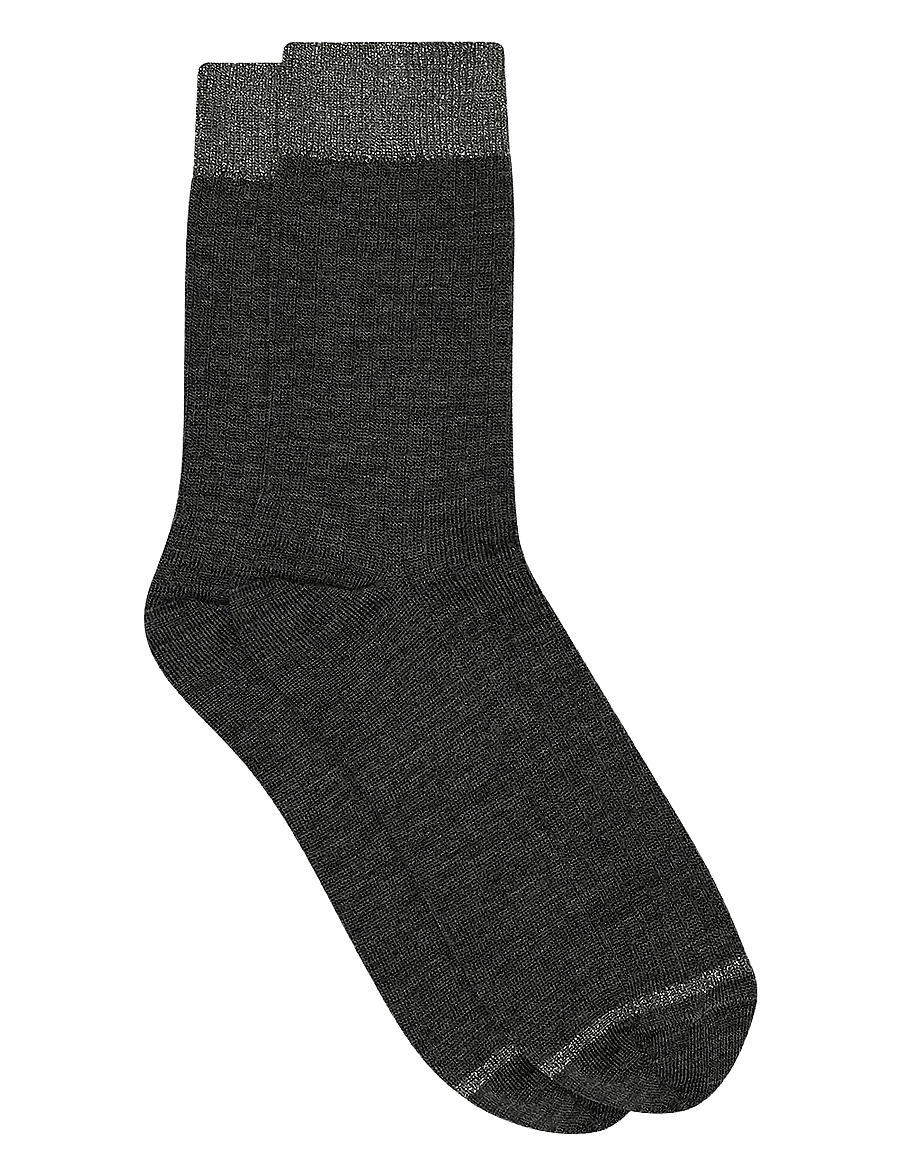 mp Denmark - Erina wool rib socks - regular socks - dark grey melange - 0