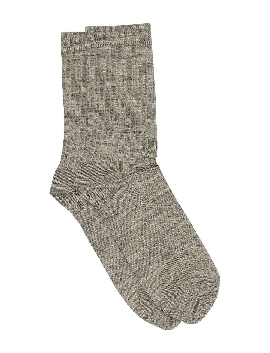 mp Denmark - Wool rib socks - almindelige strømper - light brown melange - 0