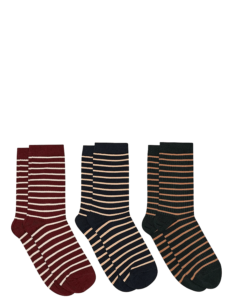 mp Denmark - Lydia socks 3-pack - vanliga strumpor - wine red - 0