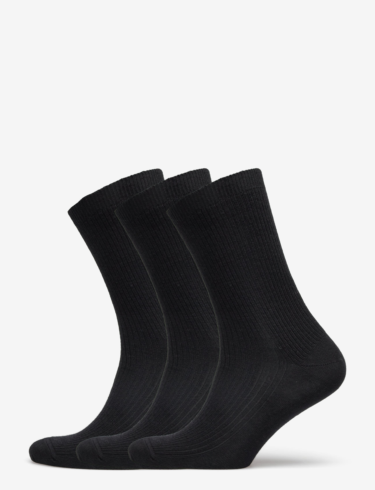 mp Denmark - Fine wool rib socks - 3-pack - vanliga strumpor - black - 0