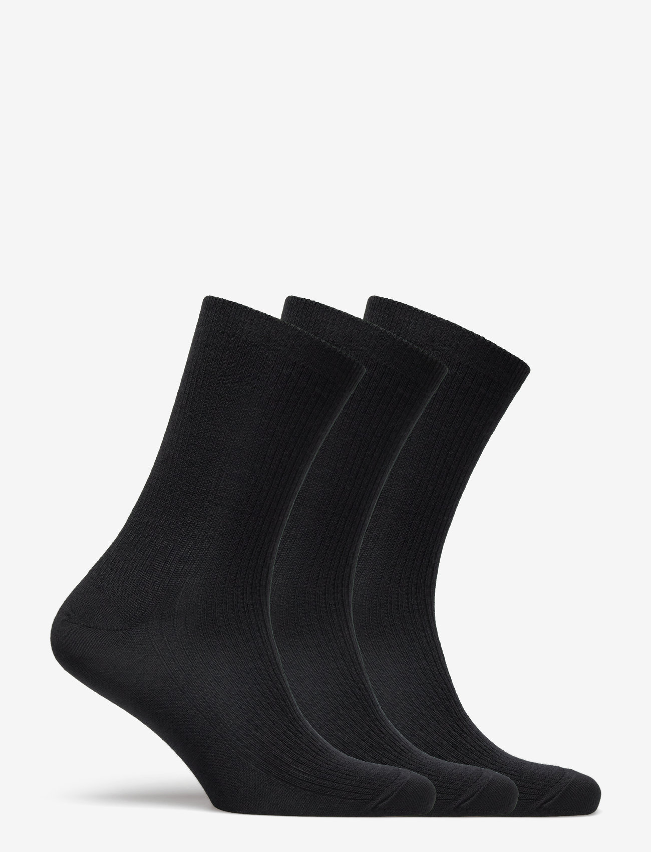 mp Denmark - Fine wool rib socks - 3-pack - vanliga strumpor - black - 1