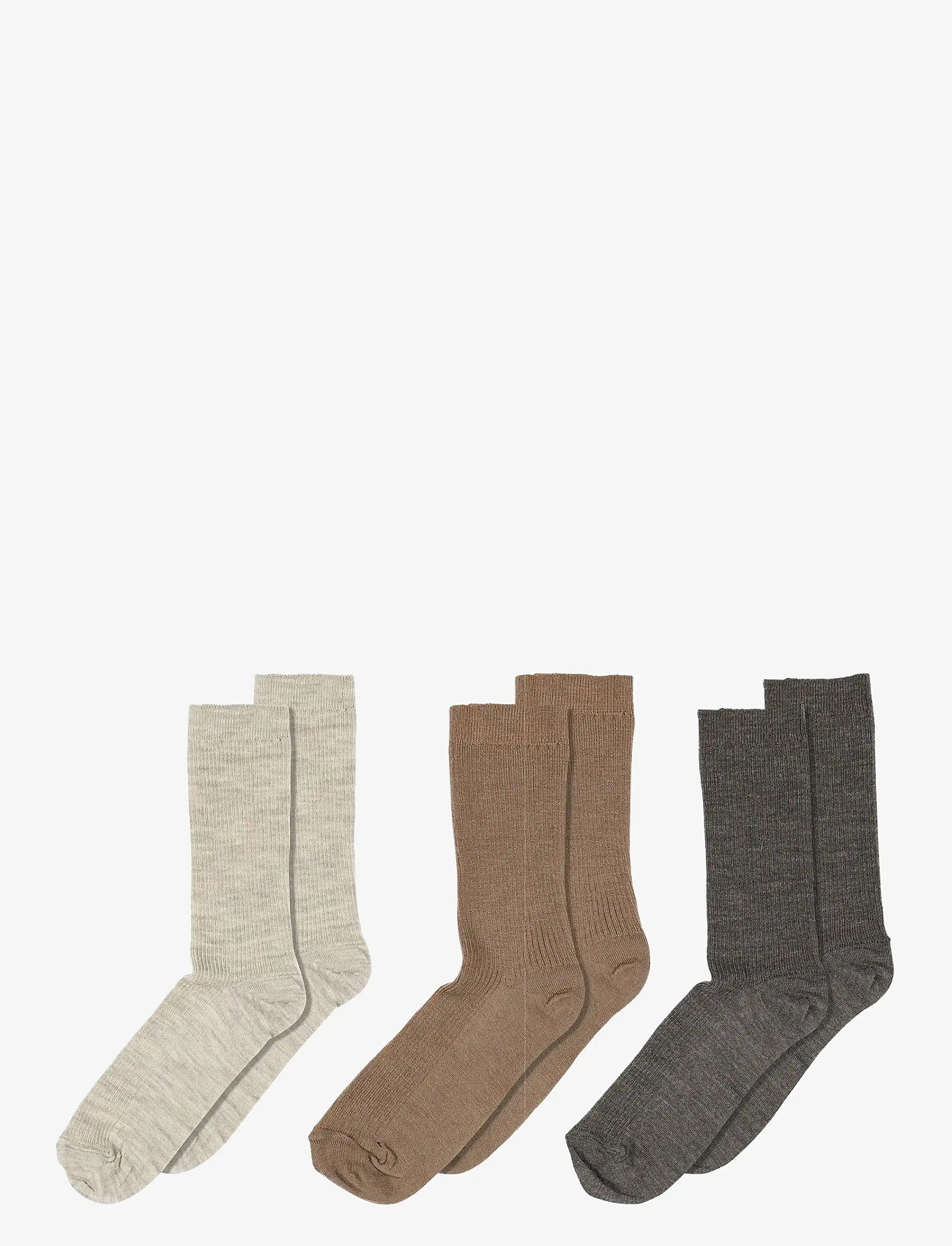 mp Denmark - Fine wool rib socks - 3-pack - coca mocha - 0